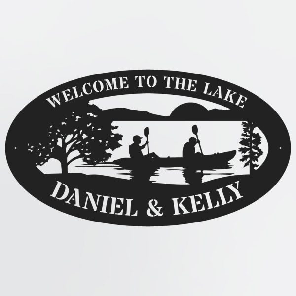 DINOZOZO Couple In Canoe Lake House Valentine’s Day Engagement Wedding Anniversary Gift Custom Metal Signs