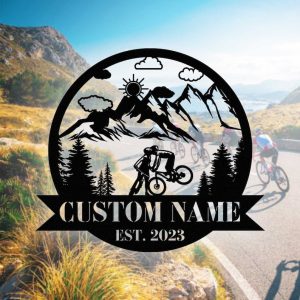 DINOZOZO Couple Kiss Mountain Bike Wedding Valentines Day Anniversary Gift Custom Metal Signs