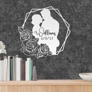 DINOZOZO Couple Name Wedding Date Rose Wedding Valentines Day Anniversary Gift Custom Metal Signs 1