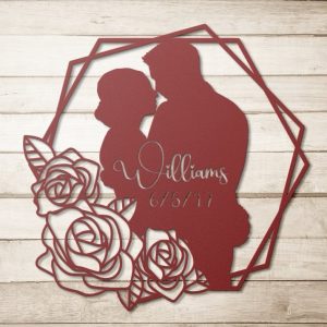 DINOZOZO Couple Name Wedding Date Rose Wedding Valentines Day Anniversary Gift Custom Metal Signs2