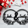 DINOZOZO Couple Names Flower Rings Couple Wedding Anniversary Valentines Day Gift for Her Him Custom Metal Signs