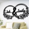 DINOZOZO Couple Names Flower Rings Couple Wedding Anniversary Valentines Day Gift for Her Him Custom Metal Signs 2