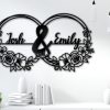 DINOZOZO Couple Names Flower Rings Couple Wedding Anniversary Valentines Day Gift for Her Him Custom Metal Signs 3