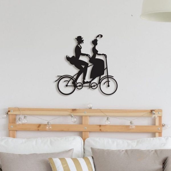 DINOZOZO Couple On Bicycle Love Rustic Valentine’s Day Engagement Wedding Anniversary Gift Custom Metal Signs