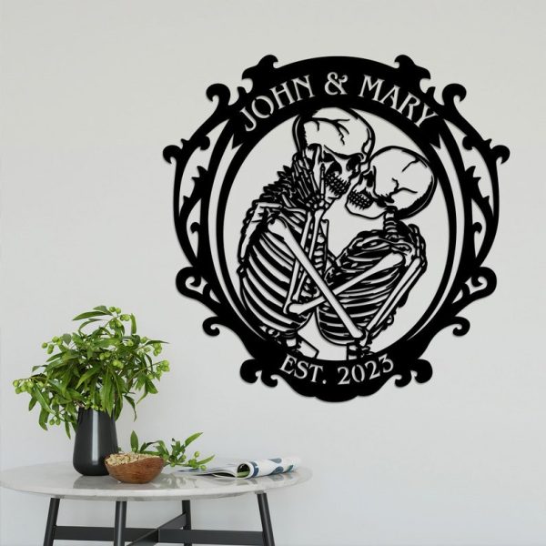 DINOZOZO Couple Skeleton Lovers Anniversary Valentine’s Day Gift for Her Him Custom Metal Signs