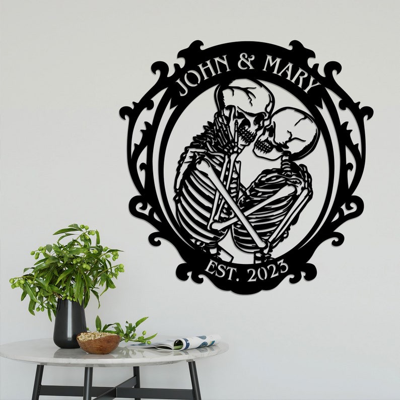 DINOZOZO Couple Skeleton Lovers Anniversary Valentines Day Gift for Her Him Custom Metal Signs 2