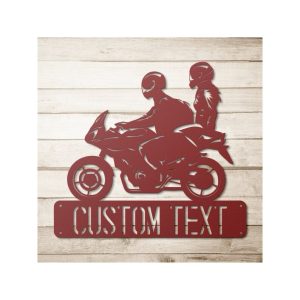 DINOZOZO Couple on Motorcycle Biker Wedding Valentines Day Engagement Wedding Anniversary Gift Custom Metal Signs2