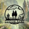 DINOZOZO Cowboy And Cowgirl Couple Riding Horse Western Wedding Valentines Day Anniversary Gift Custom Metal Signs