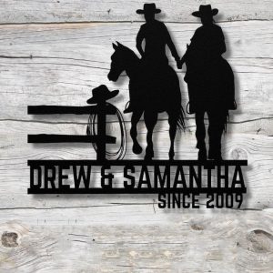 DINOZOZO Cowboy And Cowgirl Western Wedding Valentines Day Anniversary Gift Custom Metal Signs