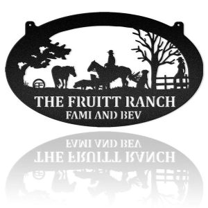 DINOZOZO Cowboy Cowgirl Couple Ranch With Dog Valentines Day Engagement Wedding Anniversary Gift Custom Metal Signs