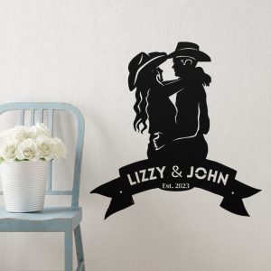 DINOZOZO Cowboy Cowgirl Couple Western Theme Wedding Valentine’s Day Anniversary Gift Custom Metal Signs