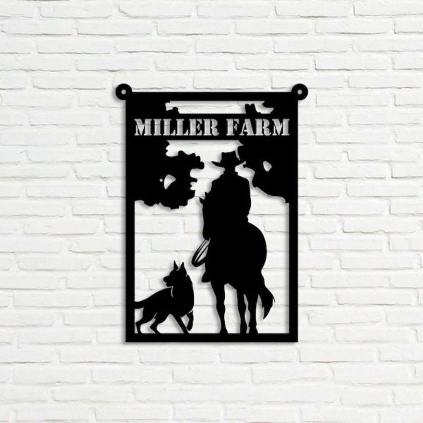 DINOZOZO Cowboy Riding Horse and Dog Farm Ranch Custom Metal Signs Gift for Farmer
