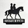 DINOZOZO Cowboy and Cowgirl Riding a Horse Custom Names Valentines Day Engagement Wedding Anniversary Gift Custom Metal Signs