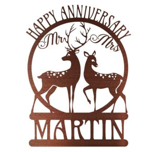 DINOZOZO Deer Couple Happy Anniversary Valentine’s Day Engagement Wedding Anniversary Gift Custom Metal Signs