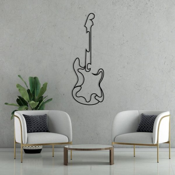 DINOZOZO Electric Guitar Line Art Guitar Lover Music Room Recording Studio Business Custom Metal Signs