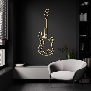 DINOZOZO Electric Guitar Line Art Guitar Lover Music Room Recording Studio Business Custom Metal Signs2 1