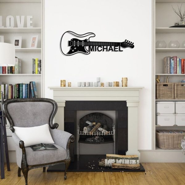 DINOZOZO Electric Guitar Name Sign Music Room Recording Studio Business Custom Metal Signs