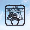 DINOZOZO Entrance Gate Farm Sign with Horses with Horseshoe Western Theme Custom Metal Signs Gift for Farmer