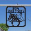 DINOZOZO Entrance Gate Farm Sign with Horses with Horseshoe Western Theme Custom Metal Signs Gift for Farmer2
