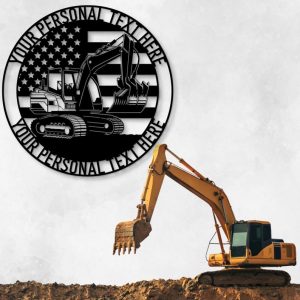 DINOZOZO Excavator Digger American Machine Operator Patriotic Heavy Machinery Custom Metal Signs 2