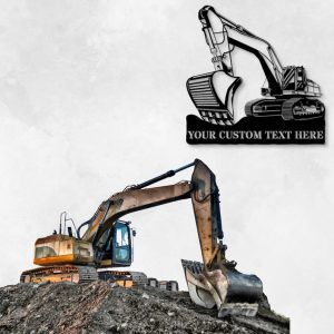 DINOZOZO Excavator Digging Excavater Operator Heavy Machinery Excavator Driver Patriotic Art Custom Metal Signs 3