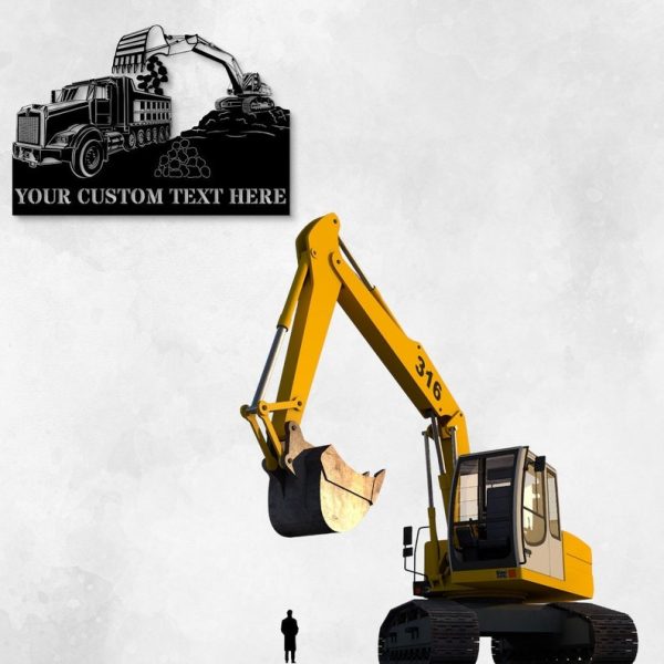 DINOZOZO Excavator Loading Truck Excavator Operator Truck Driver Machine Operator Patriotic Art Custom Metal Signs