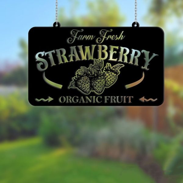 DINOZOZO Farm Fresh Strawberry Organic Fruit Custom Metal Signs Gift for Farmer