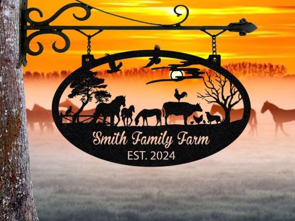 DINOZOZO Farmhouse Barn Ranch Family Farm Custom Metal Signs Gift for Farmer