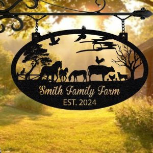 DINOZOZO Farmhouse Barn Ranch Family Farm Custom Metal Signs Gift for Farmer2