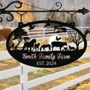 DINOZOZO Farmhouse Barn Ranch Family Farm Custom Metal Signs Gift for Farmer3