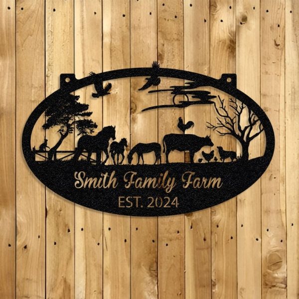 DINOZOZO Farmhouse Barn Ranch Family Farm Custom Metal Signs Gift for Farmer
