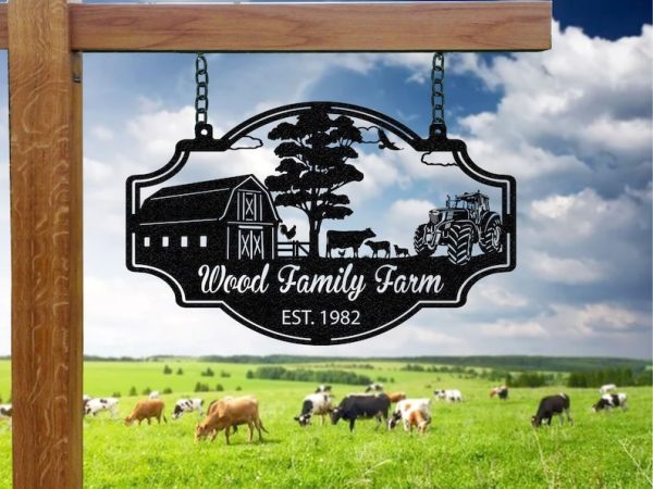 DINOZOZO Farmhouse Barn Ranch Farm Scene Tractor Custom Metal Signs Gift for Farmer