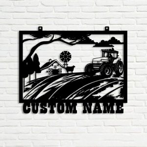 DINOZOZO Farmstead Road Barn Tractor Farmhouse Custom Metal Signs Gift for Farmer2