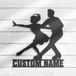 DINOZOZO Figure Skating Couple Ice Skaters Wedding Valentines Day Roller Skates Anniversary Gift Custom Metal Signs4