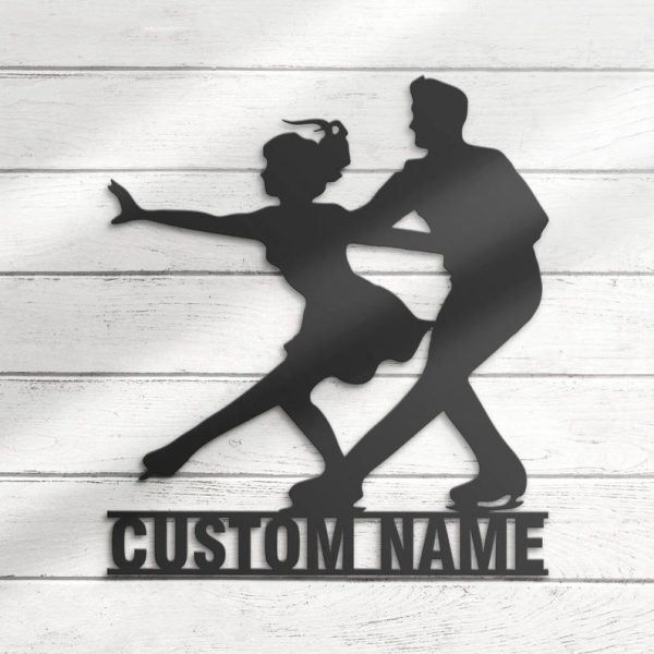 DINOZOZO Figure Skating Couple Ice Skaters Wedding Valentine’s Day Roller Skates Anniversary Gift Custom Metal Signs