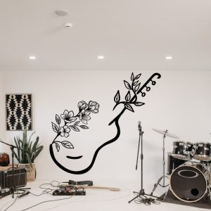 DINOZOZO Floral Guitar Monogram Music Room Recording Studio Business Custom Metal Signs