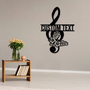 DINOZOZO Floral Treble Clef Music Room Recording Studio Business Custom Metal Signs