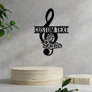 DINOZOZO Floral Treble Clef Music Room Recording Studio Business Custom Metal Signs