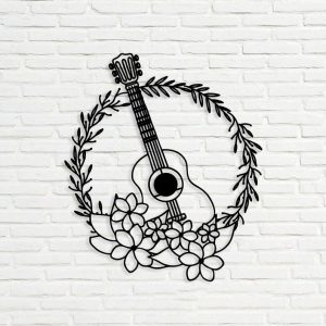 DINOZOZO Flower Guitar Guitarist Music Room Recording Studio Business Custom Metal Signs