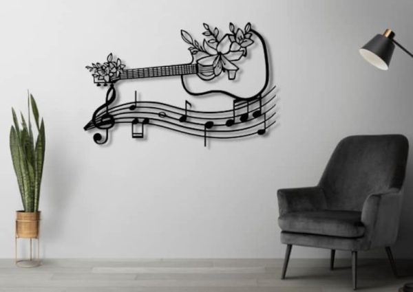 DINOZOZO Flower Guitar Music Room Recording Studio Business Custom Metal Signs