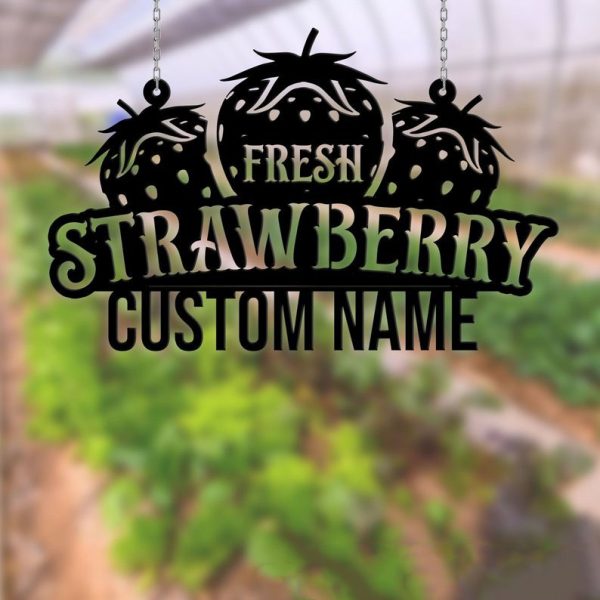DINOZOZO Fresh Strawberry Farm Custom Metal Signs Gift for Farmer