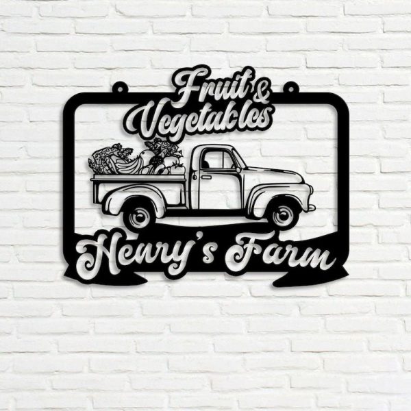DINOZOZO Fruit and Vetagebles Farm Truck Custom Metal Signs Gift for Farmer