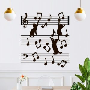 DINOZOZO Funny Cat Plaing with Music Notes Music Room Recording Studio Business Custom Metal Signs