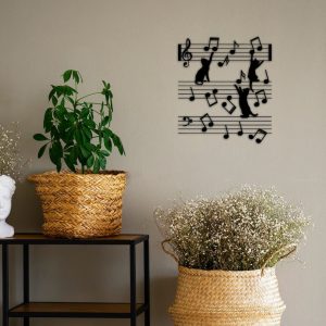 DINOZOZO Funny Cat Plaing with Music Notes Music Room Recording Studio Business Custom Metal Signs4