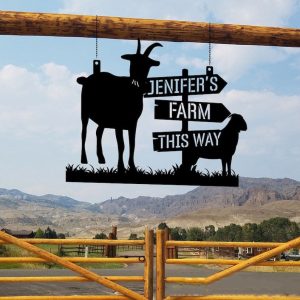 DINOZOZO Goat Farm Welcome Farm Animals Custom Metal Signs Gift for Farmer 1