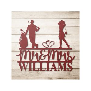 DINOZOZO Golf Couple MR and Mrs Golfers Valentines Day Engagement Wedding Anniversary Gift Custom Metal Signs2