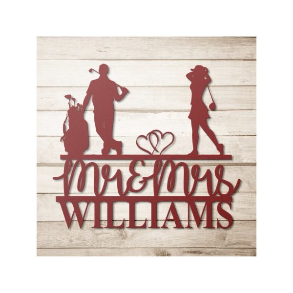 DINOZOZO Golf Couple MR and Mrs Golfers Valentine’s Day Engagement Wedding Anniversary Gift Custom Metal Signs