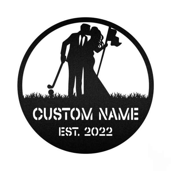 DINOZOZO Golfer Couple Newlywed Valentine’s Day Engagement Wedding Anniversary Gift Custom Metal Signs