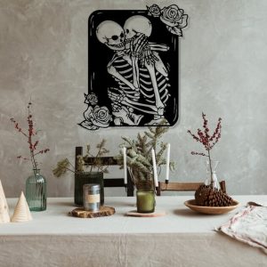 DINOZOZO Gothic Dead Couple Skeleton Anniversary Valentines Day Gift for Her Him Custom Metal Signs 3