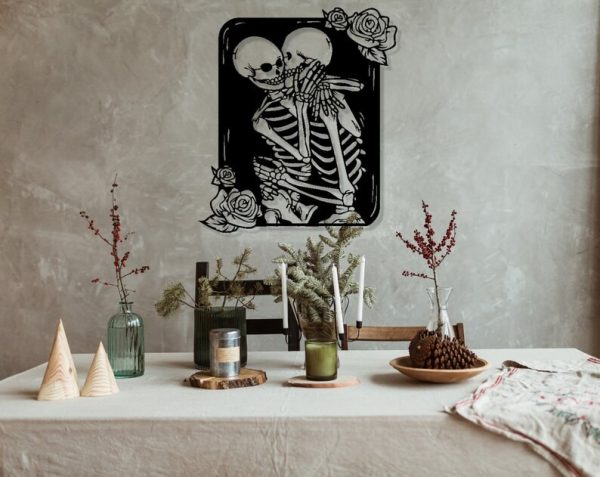 DINOZOZO Gothic Dead Couple Skeleton Anniversary Valentine’s Day Gift for Her Him Custom Metal Signs